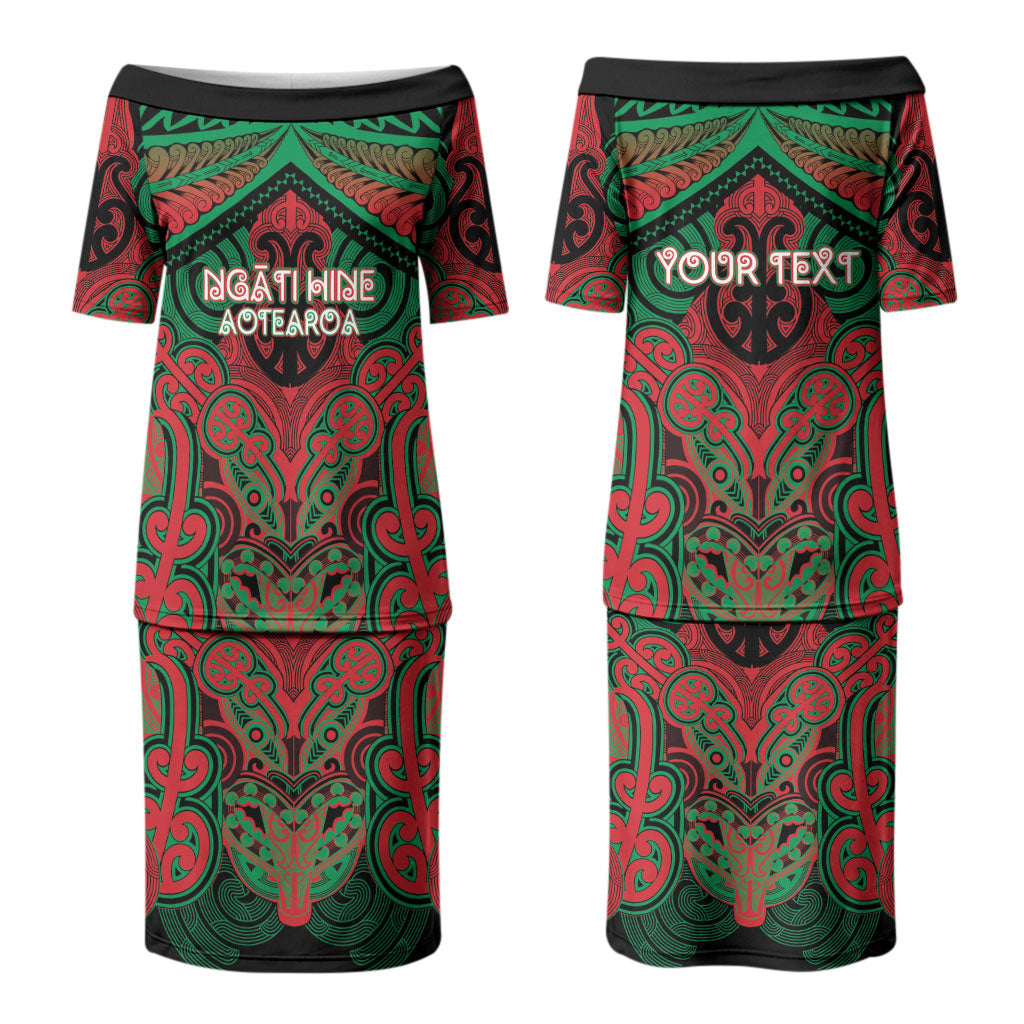 Aotearoa Iwi Ngati Hine Personalised Family Matching Puletasi and Hawaiian Shirt Maori Kowhaiwhai Pattern