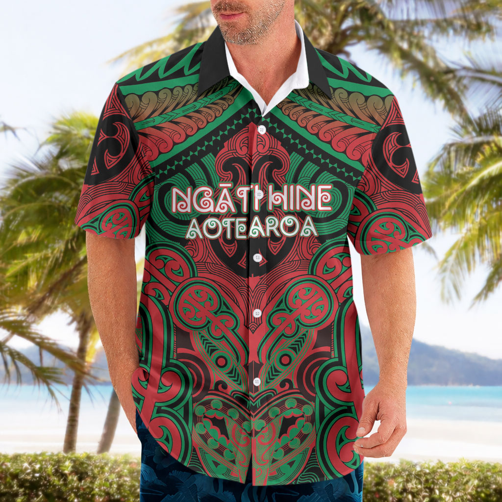 Aotearoa Iwi Ngati Hine Personalised Hawaiian Shirt Maori Kowhaiwhai Pattern