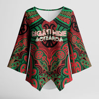Aotearoa Iwi Ngati Hine Personalised Kimono Sleeve Blouse Maori Kowhaiwhai Pattern