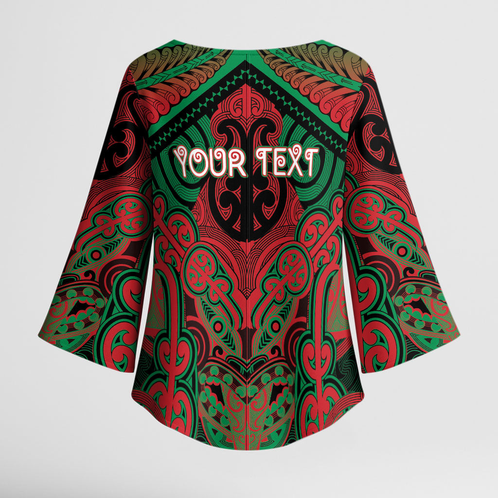 Aotearoa Iwi Ngati Hine Personalised Kimono Sleeve Blouse Maori Kowhaiwhai Pattern