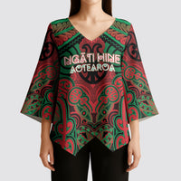 Aotearoa Iwi Ngati Hine Personalised Kimono Sleeve Blouse Maori Kowhaiwhai Pattern