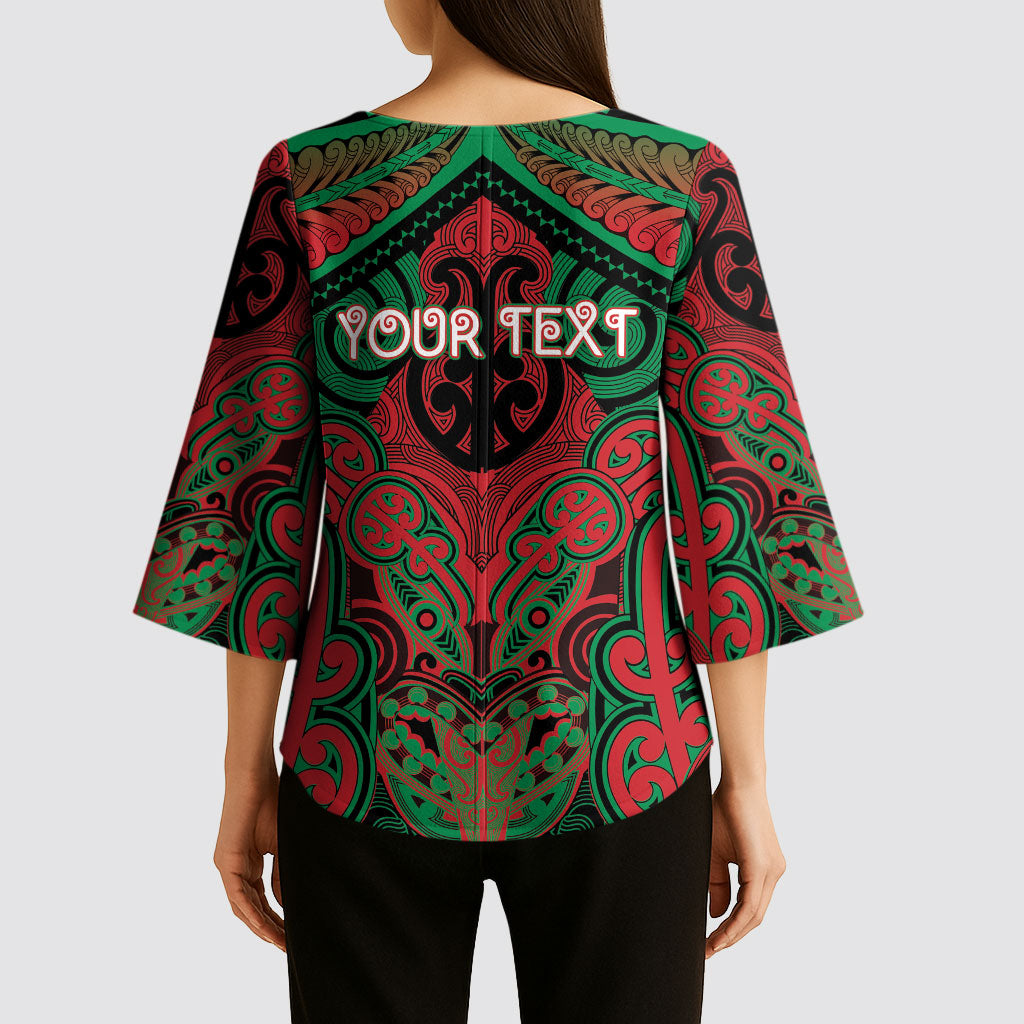 Aotearoa Iwi Ngati Hine Personalised Kimono Sleeve Blouse Maori Kowhaiwhai Pattern