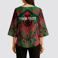 Aotearoa Iwi Ngati Hine Personalised Kimono Sleeve Blouse Maori Kowhaiwhai Pattern