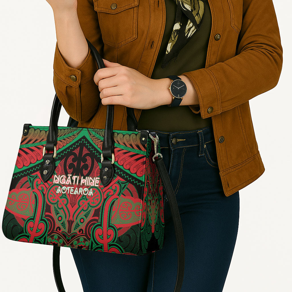 Aotearoa Iwi Ngati Hine Leather Bag Maori Kowhaiwhai Pattern