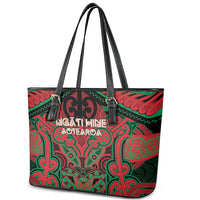 Aotearoa Iwi Ngati Hine Leather Tote Bag Maori Kowhaiwhai Pattern