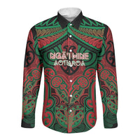 Aotearoa Iwi Ngati Hine Personalised Long Sleeve Button Shirt Maori Kowhaiwhai Pattern