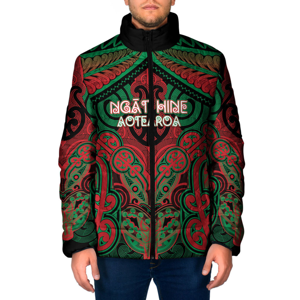 Aotearoa Iwi Ngati Hine Personalised Padded Jacket Maori Kowhaiwhai Pattern