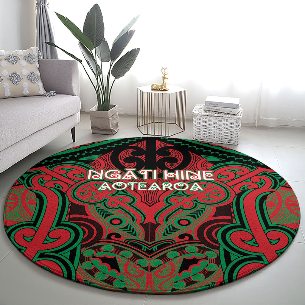 Aotearoa Iwi Ngati Hine Round Carpet Maori Kowhaiwhai Pattern