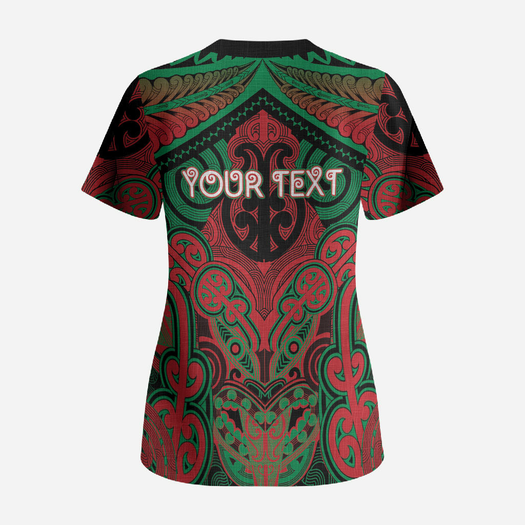 Aotearoa Iwi Ngati Hine Personalised Scrub Top Maori Kowhaiwhai Pattern