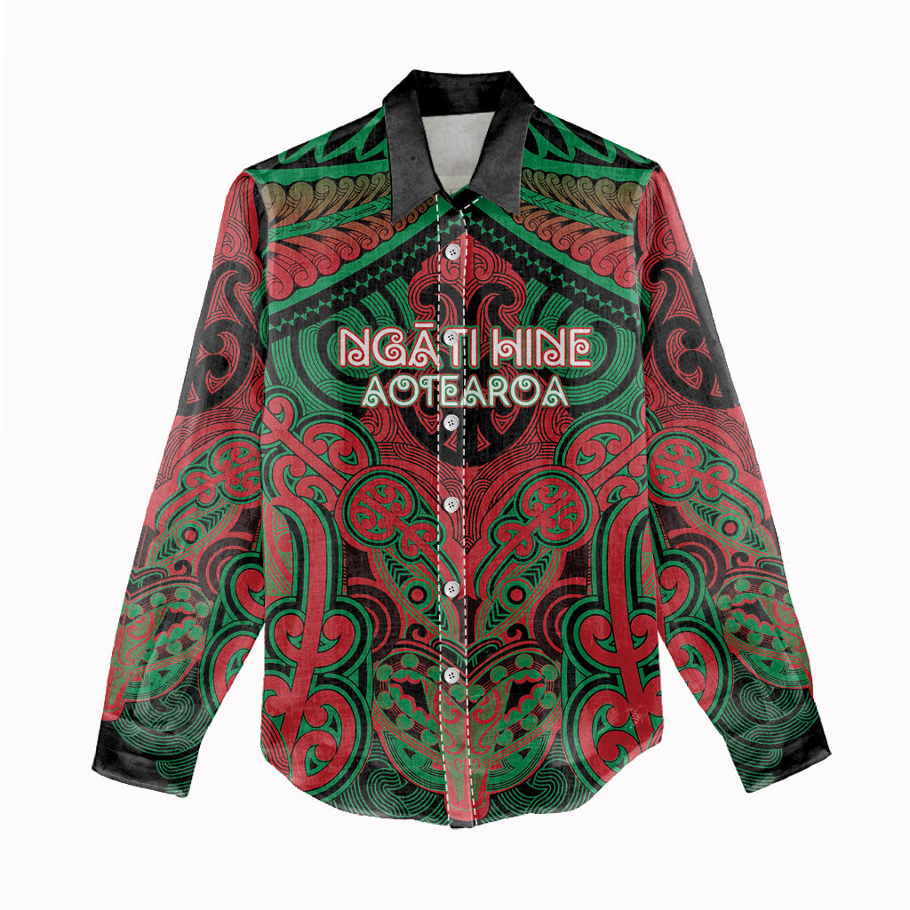 Aotearoa Iwi Ngati Hine Personalised Women Casual Shirt Maori Kowhaiwhai Pattern