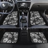 Black Aloha Hawaiian Car Mats Monstera Hibiscus Tropical Pattern
