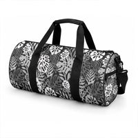 Black Aloha Hawaiian Duffle Bag Monstera Hibiscus Tropical Pattern