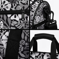 Black Aloha Hawaiian Duffle Bag Monstera Hibiscus Tropical Pattern