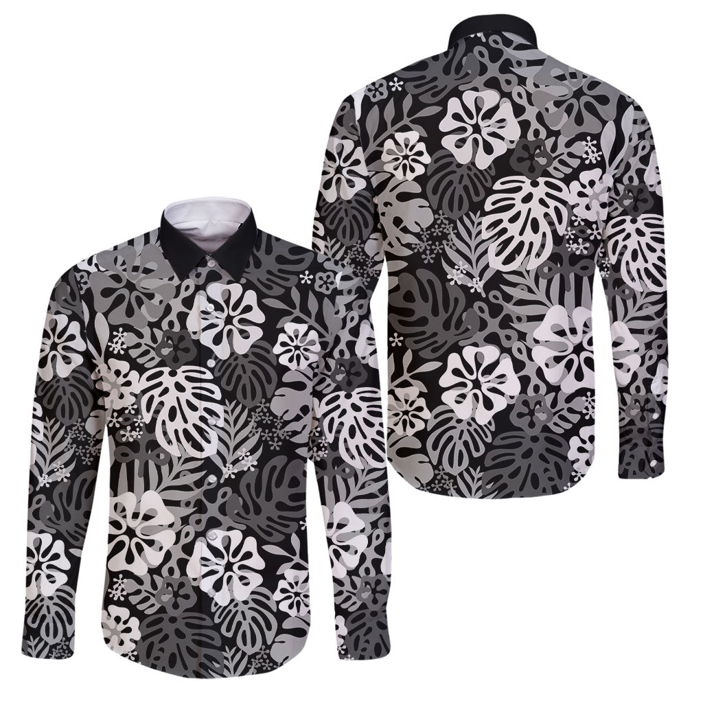 Black Aloha Hawaiian Family Matching Short Sleeve Bodycon Dress and Hawaiian Shirt Monstera Hibiscus Tropical Pattern