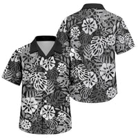 Black Aloha Hawaiian Family Matching Tank Maxi Dress and Hawaiian Shirt Monstera Hibiscus Tropical Pattern