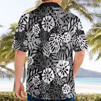 Black Aloha Hawaiian Hawaiian Shirt Monstera Hibiscus Tropical Pattern