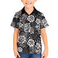 Black Aloha Hawaiian Hawaiian Shirt Monstera Hibiscus Tropical Pattern