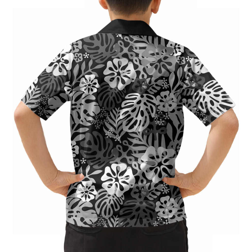 Black Aloha Hawaiian Hawaiian Shirt Monstera Hibiscus Tropical Pattern