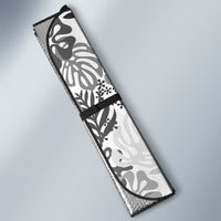 White Aloha Hawaiian Auto Sun Shade Monstera Hibiscus Tropical Pattern