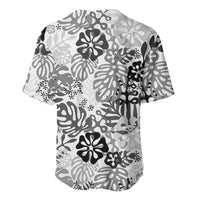 White Aloha Hawaiian Baseball Jersey Monstera Hibiscus Tropical Pattern