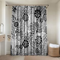 White Aloha Hawaiian Bathroom Set Monstera Hibiscus Tropical Pattern
