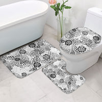 White Aloha Hawaiian Bathroom Set Monstera Hibiscus Tropical Pattern