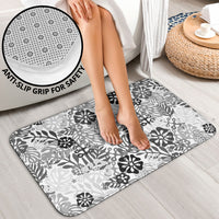 White Aloha Hawaiian Bathroom Set Monstera Hibiscus Tropical Pattern