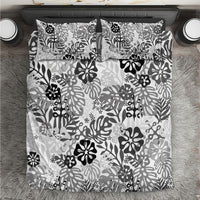 White Aloha Hawaiian Bedding Set Monstera Hibiscus Tropical Pattern
