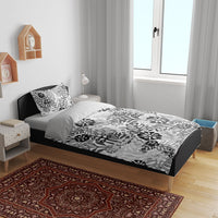 White Aloha Hawaiian Bedding Set Monstera Hibiscus Tropical Pattern