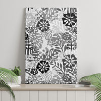 White Aloha Hawaiian Canvas Wall Art Monstera Hibiscus Tropical Pattern