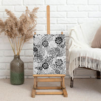 White Aloha Hawaiian Canvas Wall Art Monstera Hibiscus Tropical Pattern