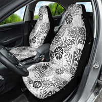 White Aloha Hawaiian Car Seat Cover Monstera Hibiscus Tropical Pattern