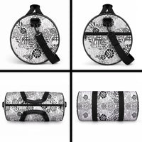 White Aloha Hawaiian Duffle Bag Monstera Hibiscus Tropical Pattern