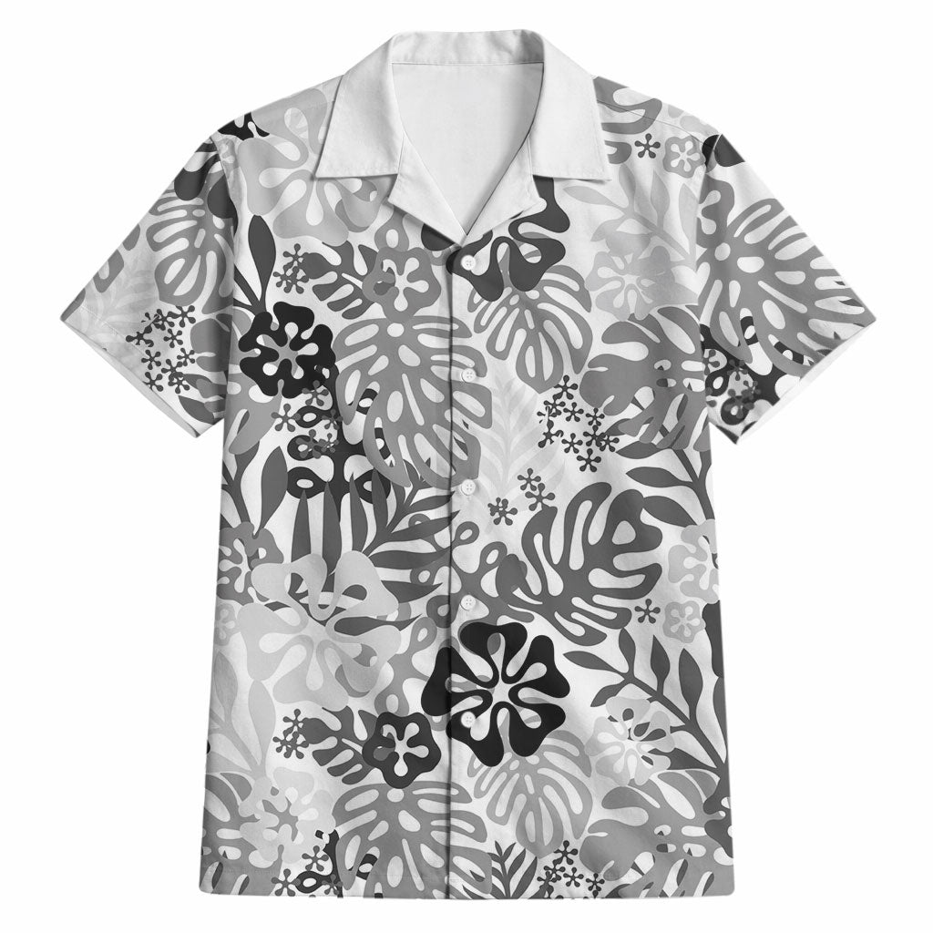 White Aloha Hawaiian Hawaiian Shirt Monstera Hibiscus Tropical Pattern