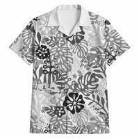 White Aloha Hawaiian Hawaiian Shirt Monstera Hibiscus Tropical Pattern