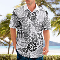 White Aloha Hawaiian Hawaiian Shirt Monstera Hibiscus Tropical Pattern