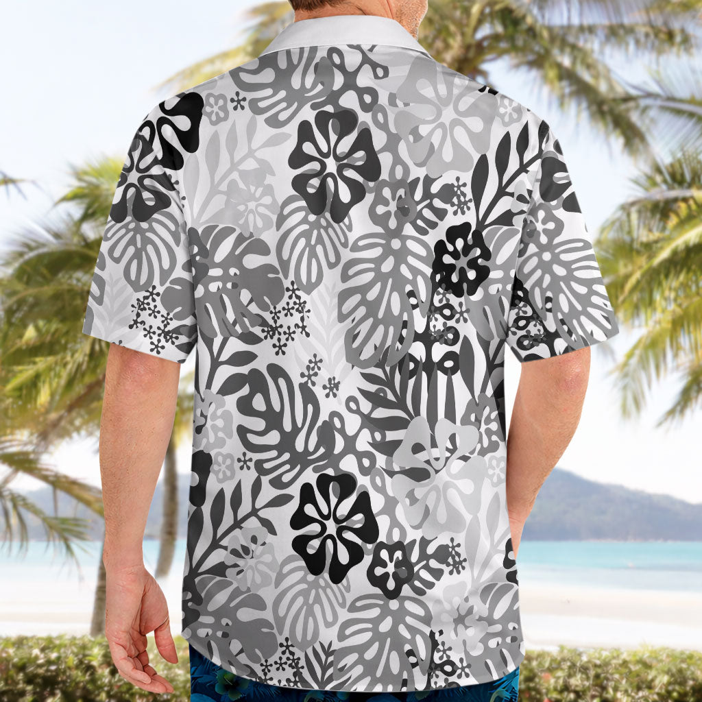White Aloha Hawaiian Hawaiian Shirt Monstera Hibiscus Tropical Pattern