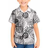 White Aloha Hawaiian Kid Hawaiian Shirt Monstera Hibiscus Tropical Pattern