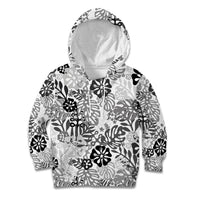 White Aloha Hawaiian Kid Hoodie Monstera Hibiscus Tropical Pattern
