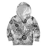 White Aloha Hawaiian Kid Hoodie Monstera Hibiscus Tropical Pattern