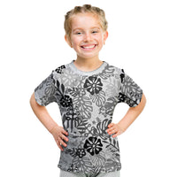 White Aloha Hawaiian Kid T Shirt Monstera Hibiscus Tropical Pattern