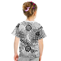 White Aloha Hawaiian Kid T Shirt Monstera Hibiscus Tropical Pattern