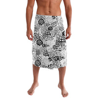 White Aloha Hawaiian Lavalava Monstera Hibiscus Tropical Pattern
