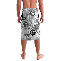 White Aloha Hawaiian Lavalava Monstera Hibiscus Tropical Pattern