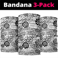 White Aloha Hawaiian Neck Gaiter Monstera Hibiscus Tropical Pattern