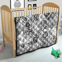 White Aloha Hawaiian Quilt Monstera Hibiscus Tropical Pattern