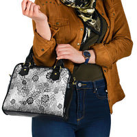 White Aloha Hawaiian Shoulder Handbag Monstera Hibiscus Tropical Pattern