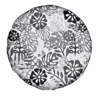 White Aloha Hawaiian Spare Tire Cover Monstera Hibiscus Tropical Pattern