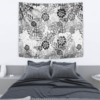 White Aloha Hawaiian Tapestry Monstera Hibiscus Tropical Pattern