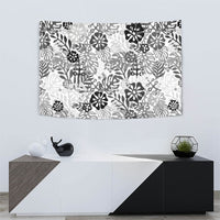 White Aloha Hawaiian Tapestry Monstera Hibiscus Tropical Pattern